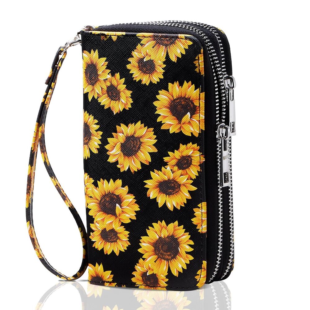 6041 Cellphone Wallet Dual Zipper Long Purse with Removable Wristlet